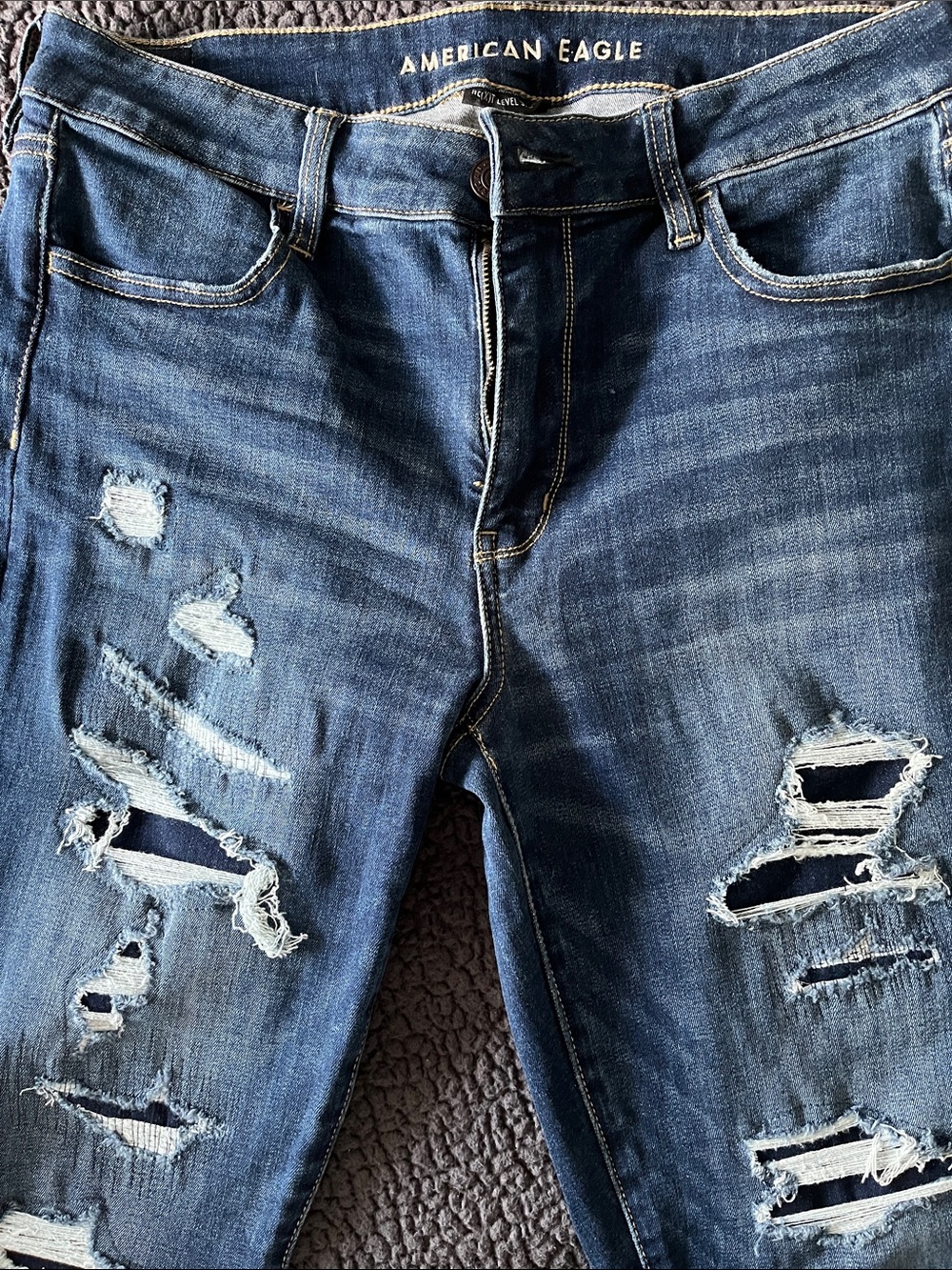 American Eagle Outfitters Men's Distressed Blue Skinny Jeans